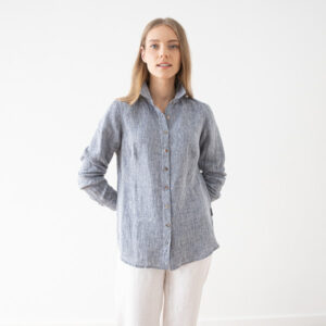 Srajca 100% lan Ernesto NAVY MELANGE M,L