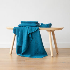 Brisača/Deka iz 100% lanu sea blue 75x130