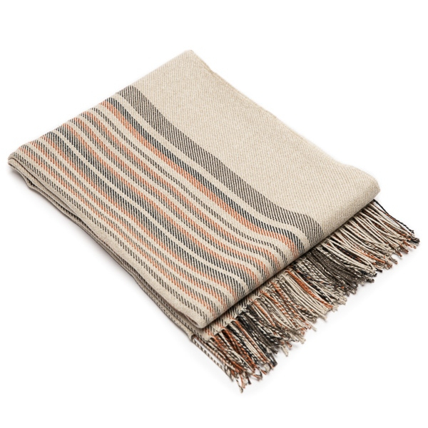 Lanena deka 130x180 črtasta nat/črna