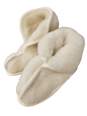 Visoki copati iz 100% kosmatene volne crem, več velikosti