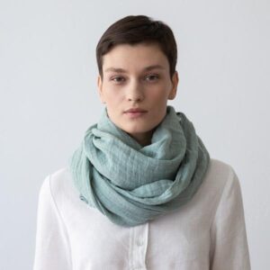 Šal iz 100% lana MOSS GREEN