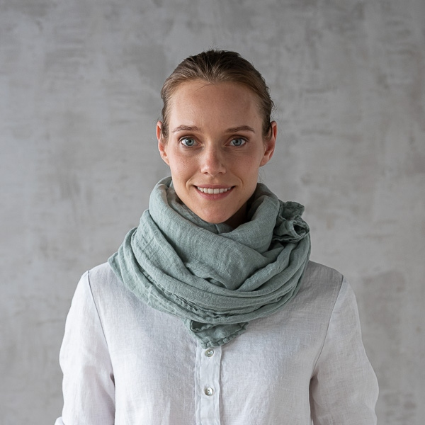 Šal iz 100% lana MOSS GREEN