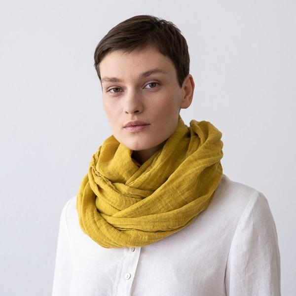Šal iz 100% lana MUSTARD