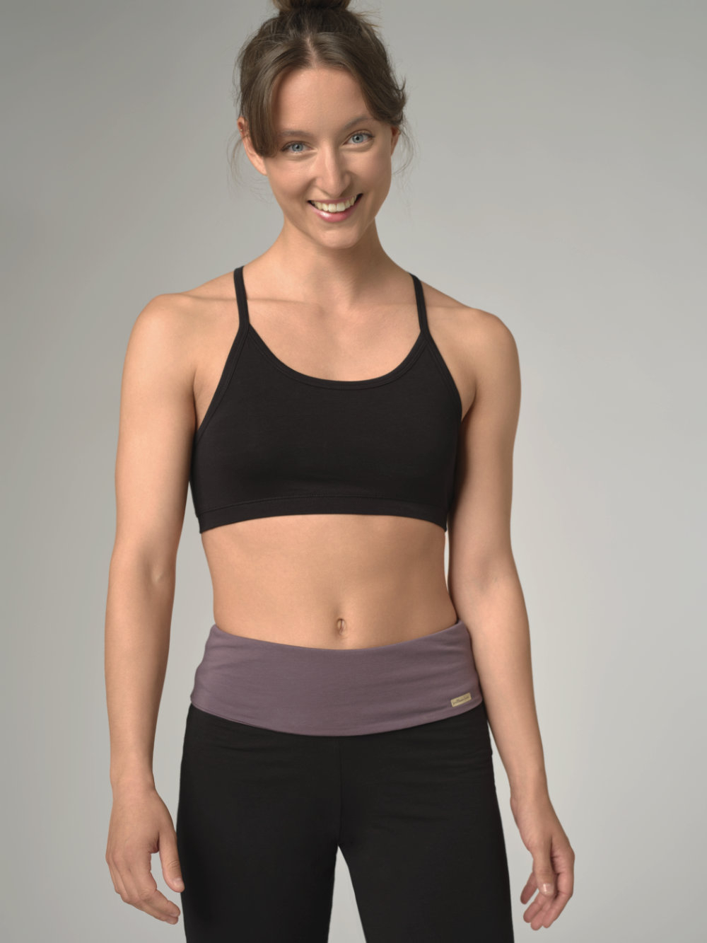 Eko Bombažni JogaTop Nedrček, brez žičke ČRN