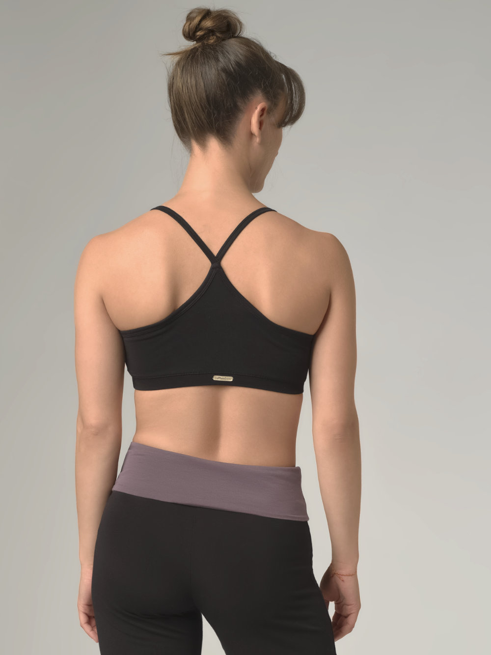 Eko Bombažni JogaTop Nedrček, brez žičke ČRN