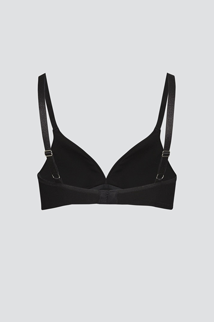 Eko Bombažni Podloženi Nedrček, brez žičke ČRN