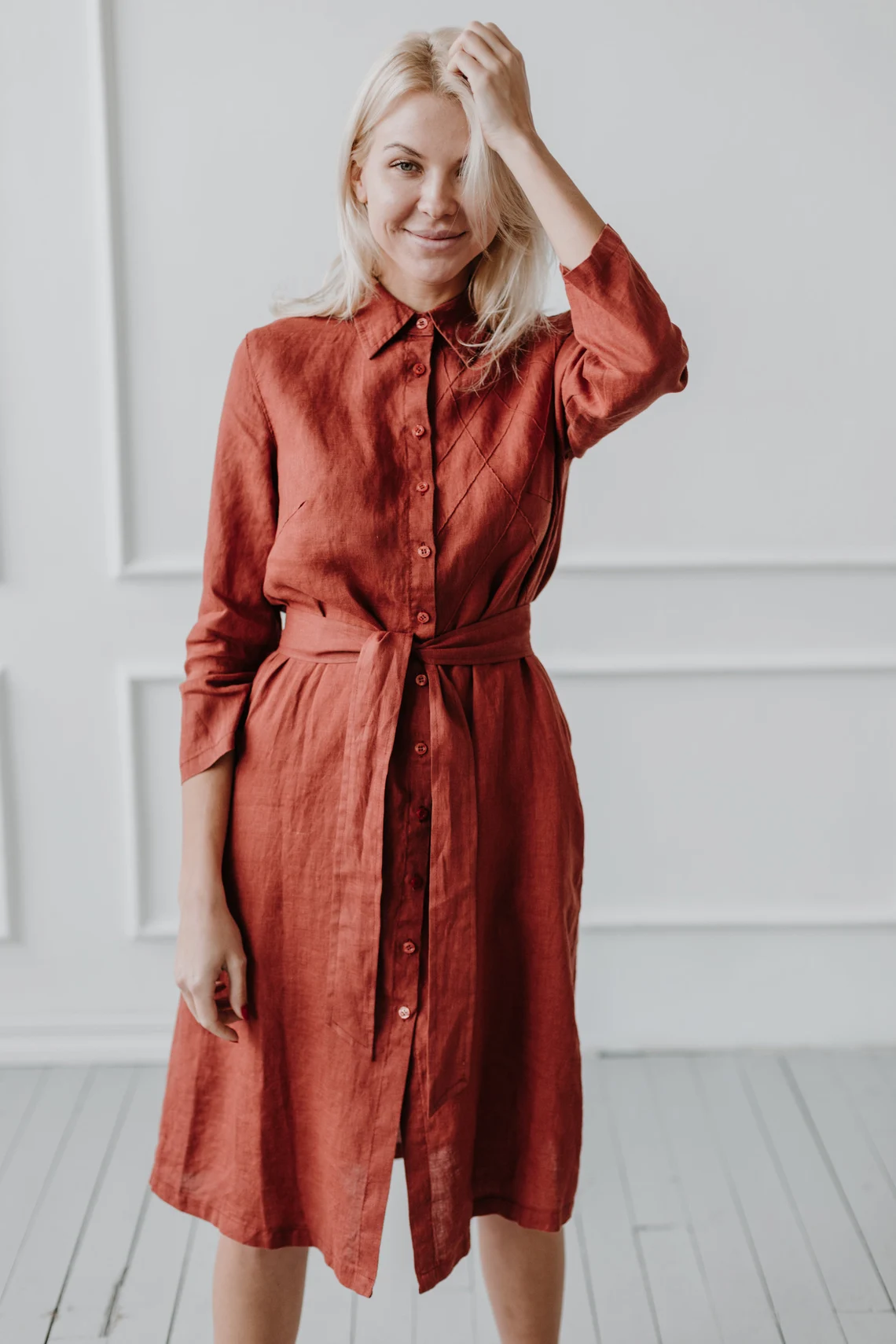 Srajčna obleka 1281 100% lan