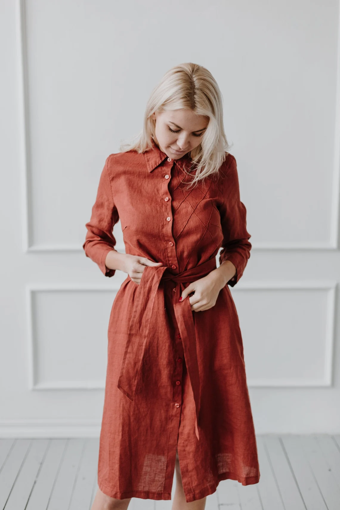 Srajčna obleka 1281 100% lan