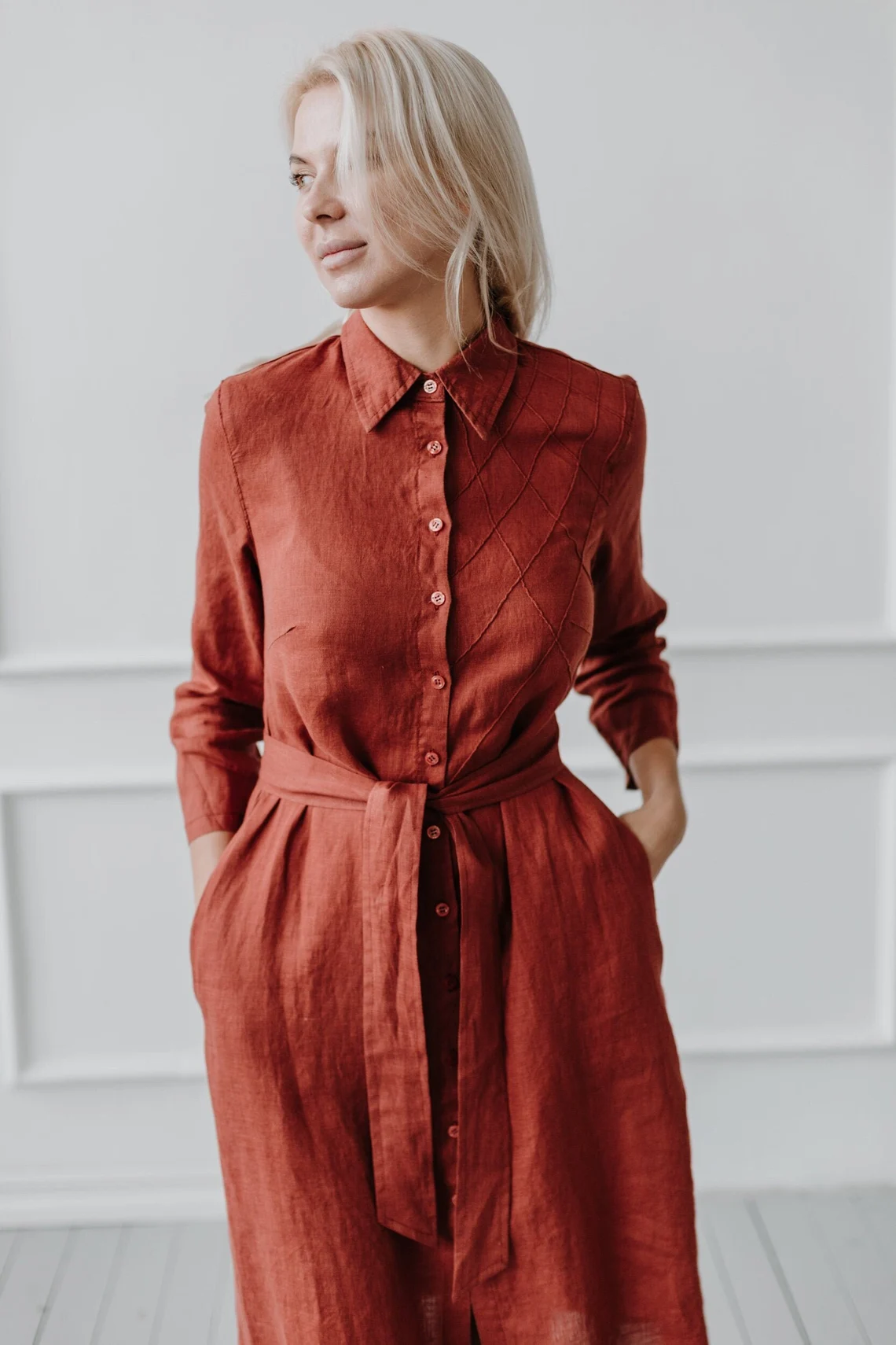 Srajčna obleka 1281 100% lan