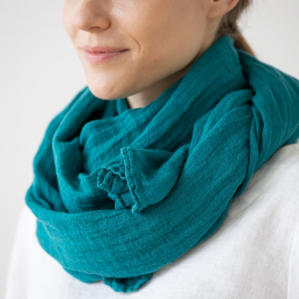 Šal iz 100% lana teal