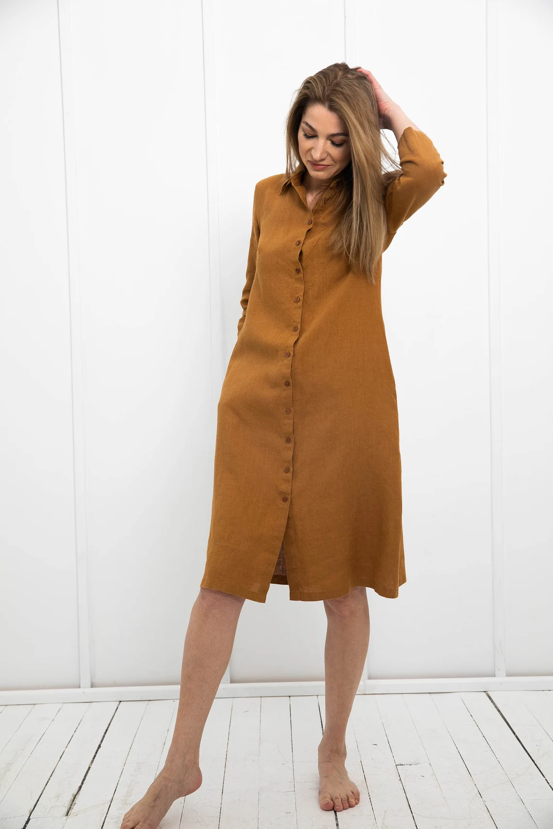 Srajčna obleka 1281 100% lan