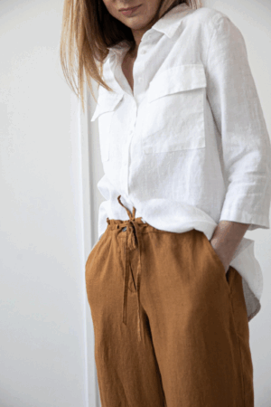 Ženske hlače 1313 100% lan, HONEY S