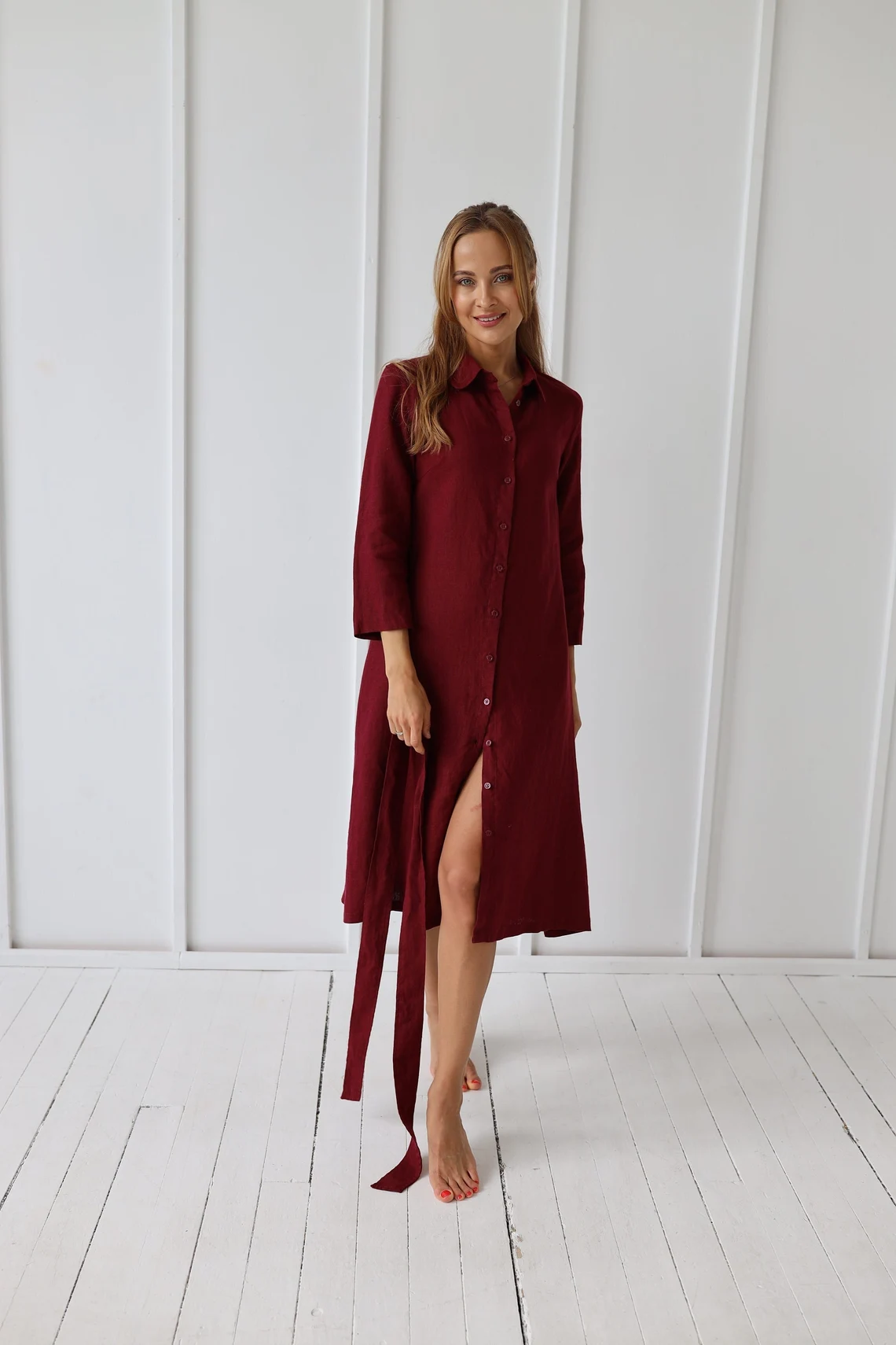 Srajčna obleka 1260 100% lan Srajčna obleka 1260 100% lan