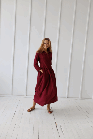 Srajčna obleka 1245 100% lan Srajčna obleka 1245 100% lan