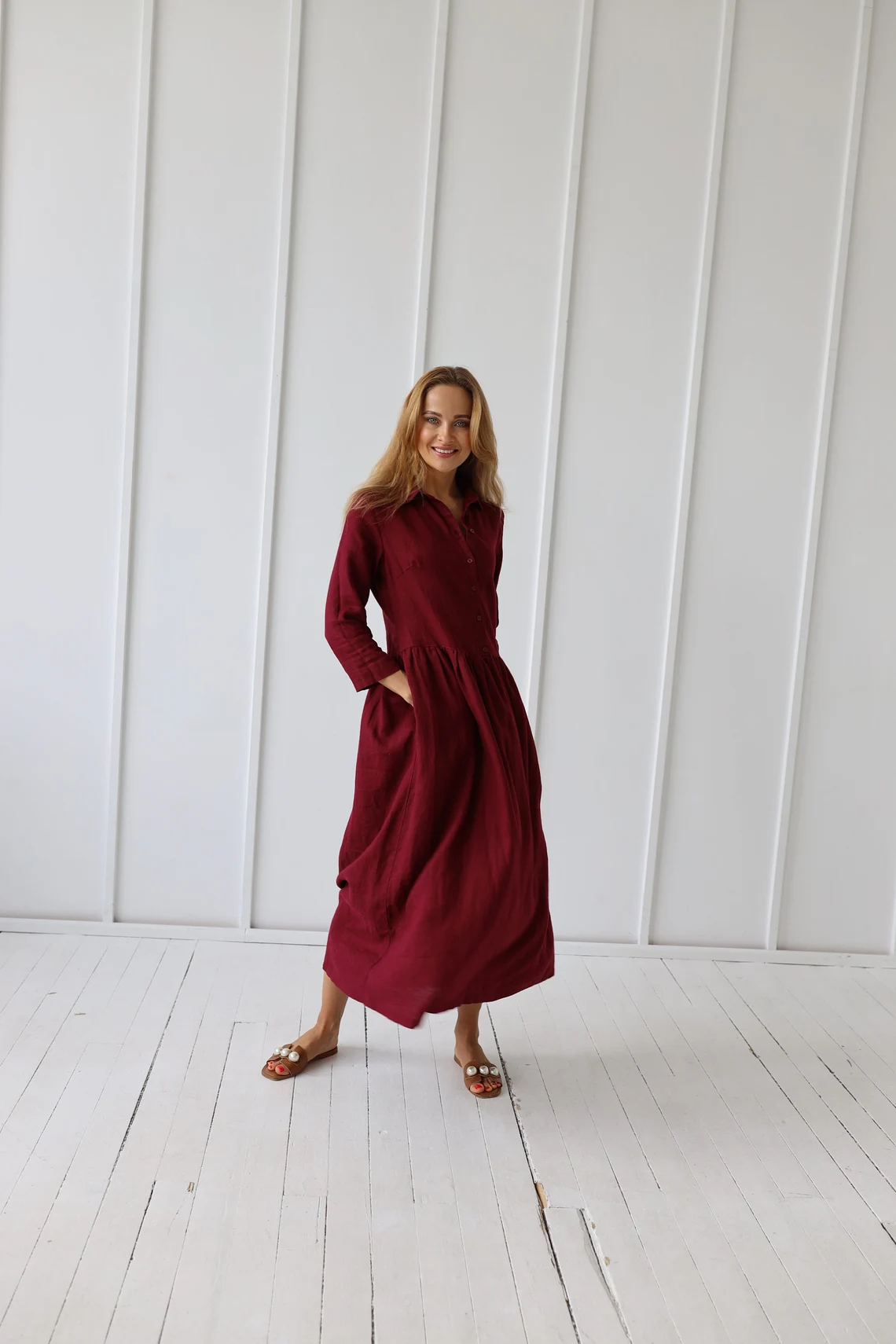 Srajčna obleka 1245 100% lan