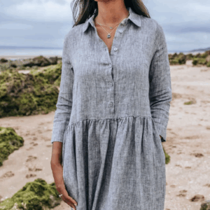 Dolga obleka 1245 100% lan