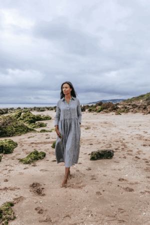 Dolga obleka 1245 100% lan