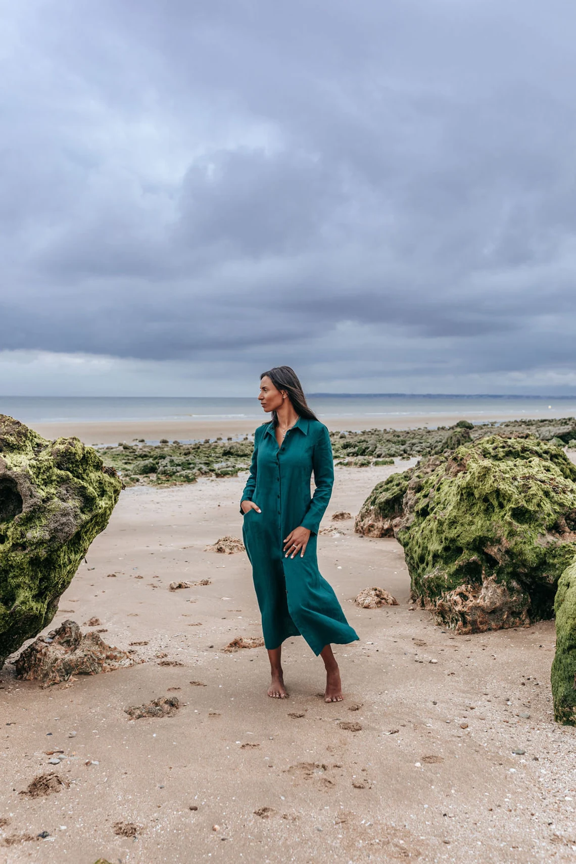 Srajčna obleka 1241 100% lan