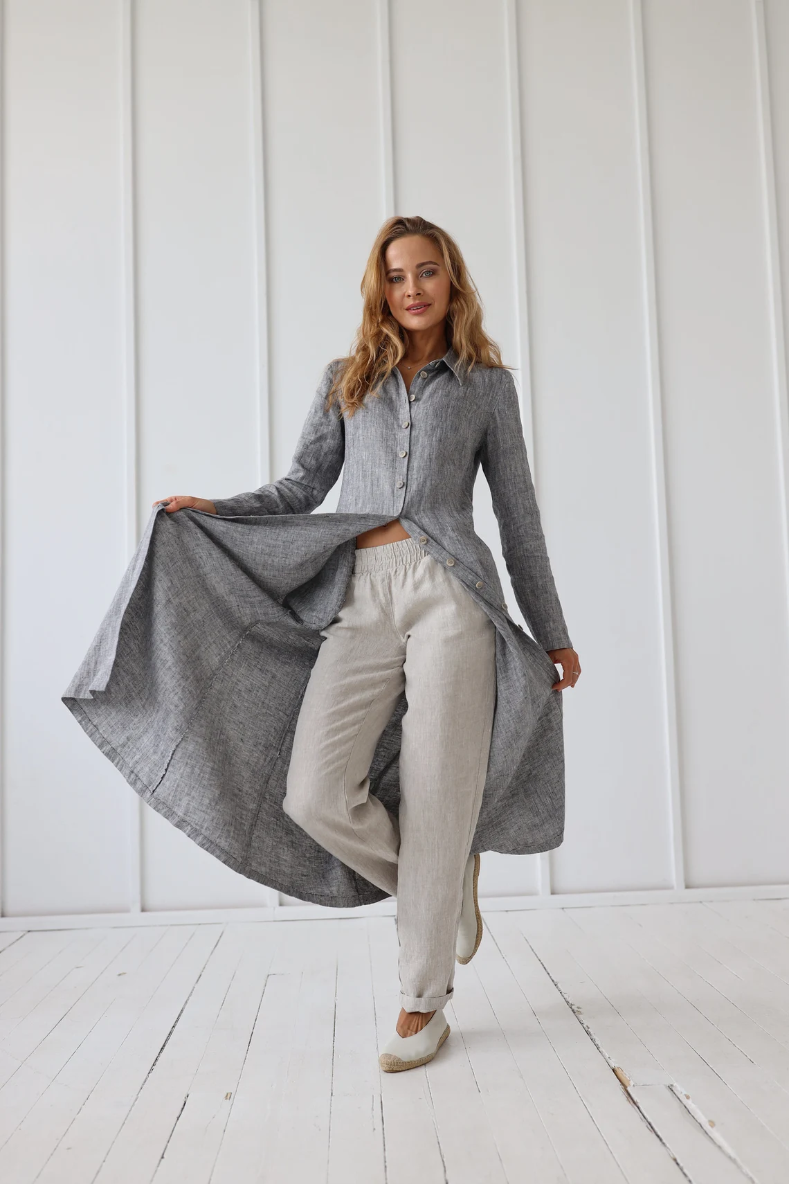 Srajčna obleka 1241 100% lan