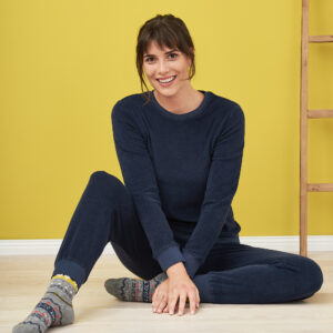 Ženska pižama iz 100% eko bombaža frotir MODRA Ženska pižama iz 100% eko bombaža frotir MODRA