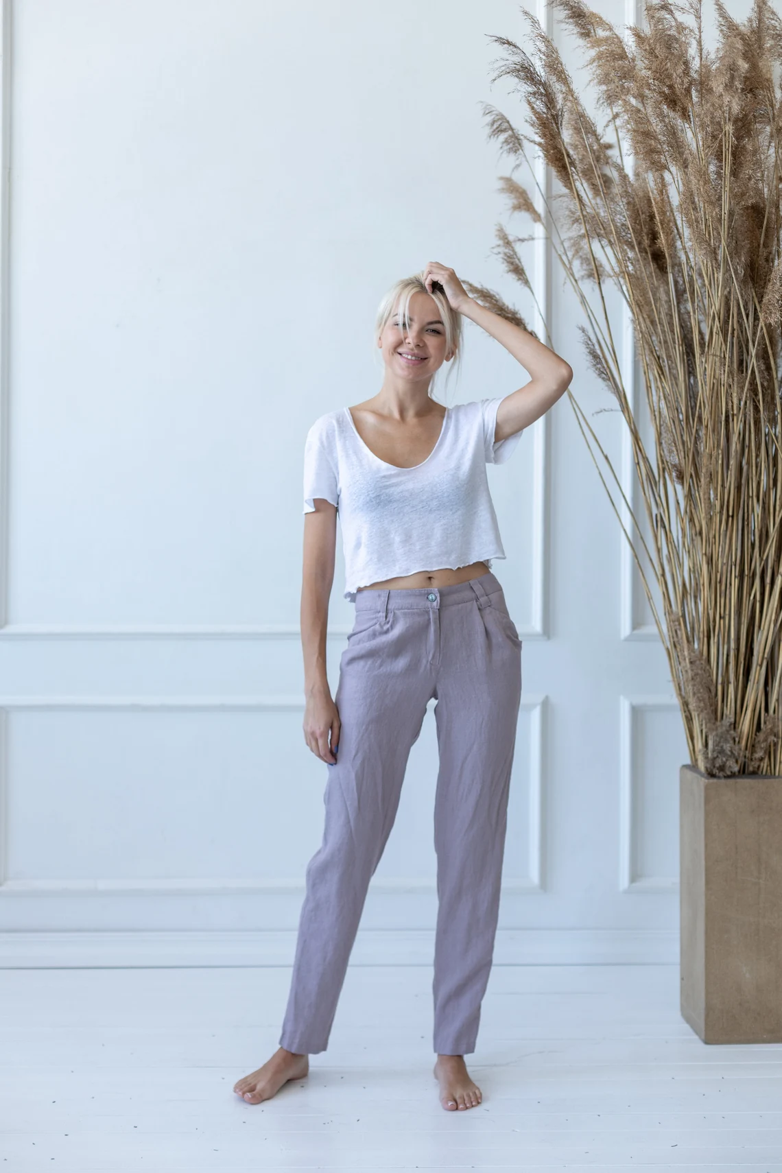 Hlače 1383 100% lan