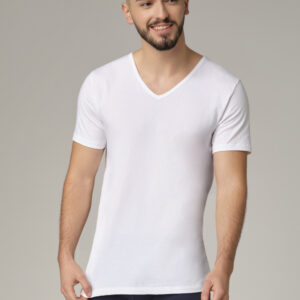 Moška spodnja majica V izrez KR BELA XL