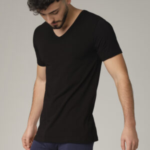 Moška spodnja majica V izrez KR ČRNA L