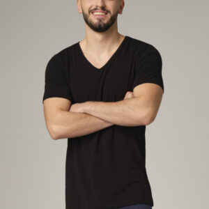 Moška spodnja majica V izrez KR ČRNA L