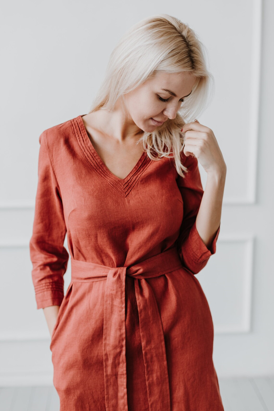 Srajčna obleka 1284, vezenje 100% lan