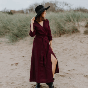 Obleka na preklop DR 1201, 100% lan Obleka na preklop DR 1201, 100% lan