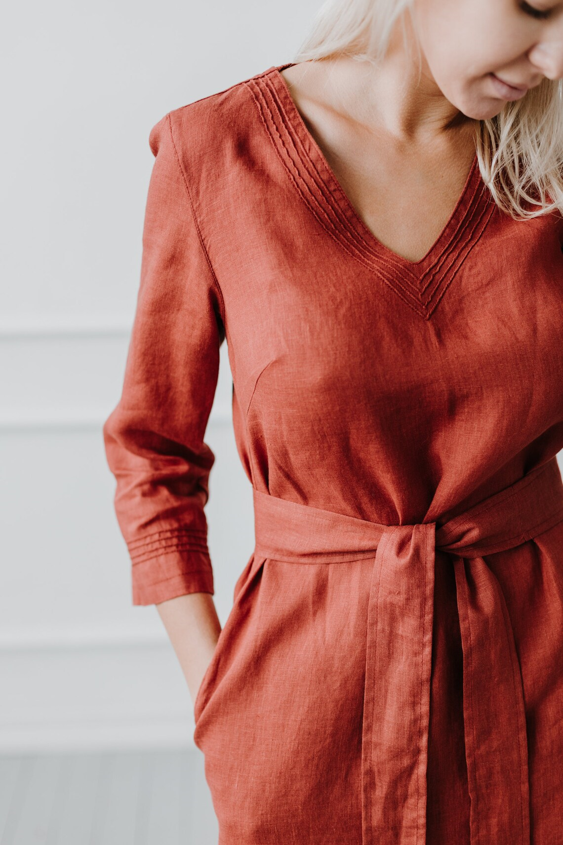 Srajčna obleka 1284, vezenje 100% lan