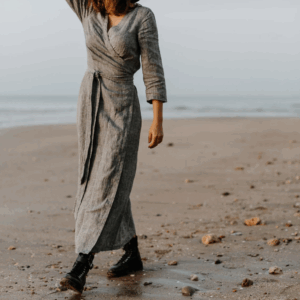 Obleka na preklop DR 1201, 100% lan Obleka na preklop DR 1201, 100% lan