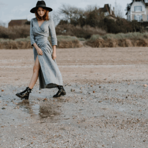 Obleka na preklop DR 1201, 100% lan Obleka na preklop DR 1201, 100% lan