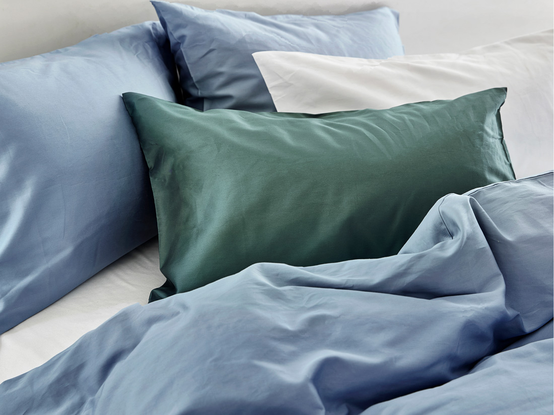 Posteljnina ekološki bombaž saten FADED BLUE več dimenzij