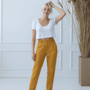 Ženske hlače 1383 100% lan, HONEY M