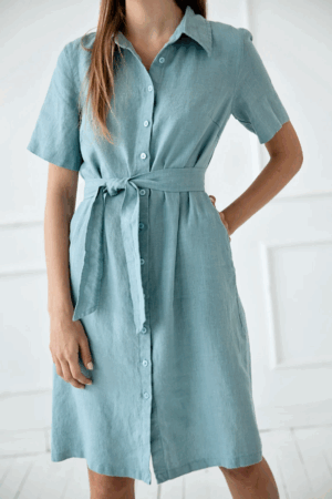 Srajčna obleka KR 1270, 100% lan