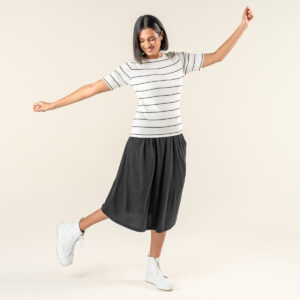 Ženska majica KR iz 100% eko bombaža črte ČRNA S,M