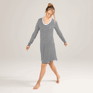 Ženska spalna srajca iz 100% eko bombaža ČRNO BELA