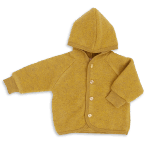 Otroška jopa/jakna s kapuco saffron - flis 100% volna od 50-116