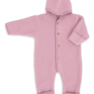 Otroški pajac s kapuco rosa - flis 100% volna od 50-92 Otroški pajac s kapuco rosa - flis 100% volna od 50-92