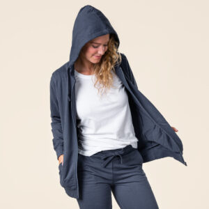 Ženski zgornji del trenirke iz 100% eko bombaža moder Ženski zgornji del trenirke iz 100% eko bombaža moder