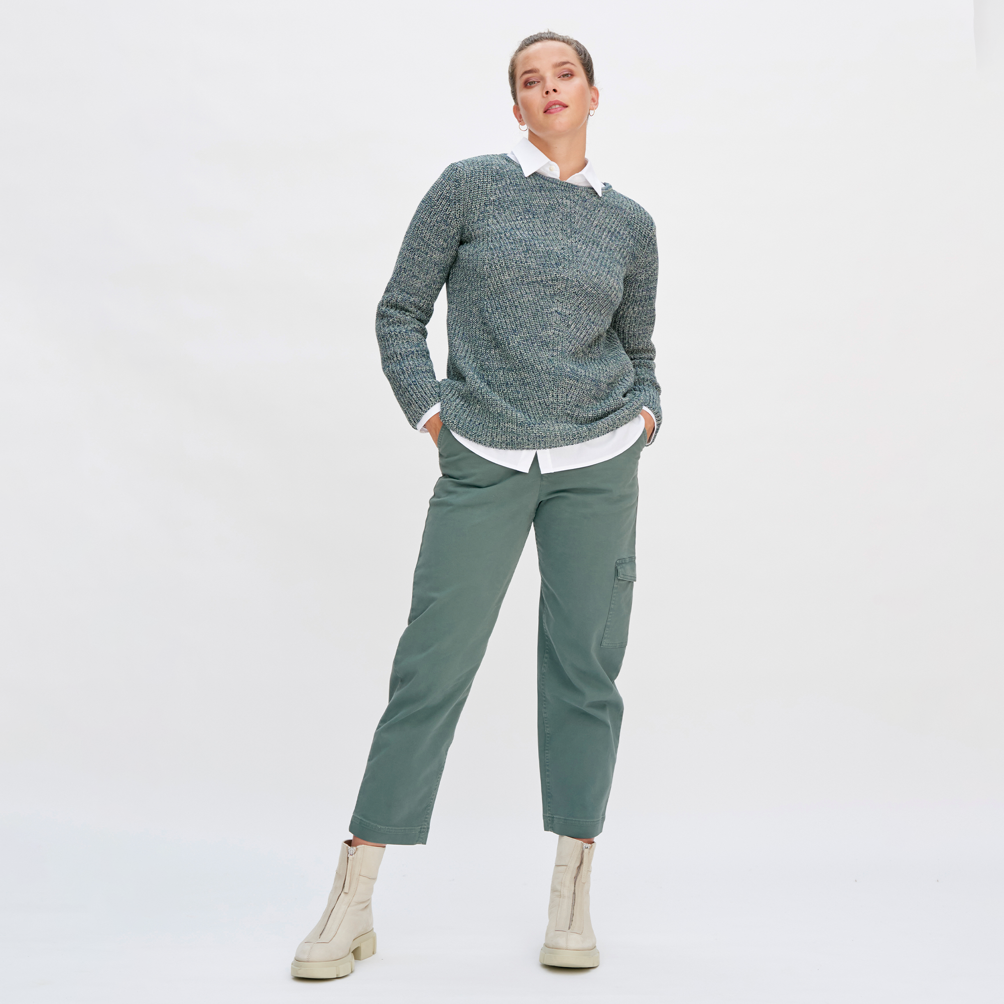 Ženske hlače eko bombaž ZELENE različne vel.