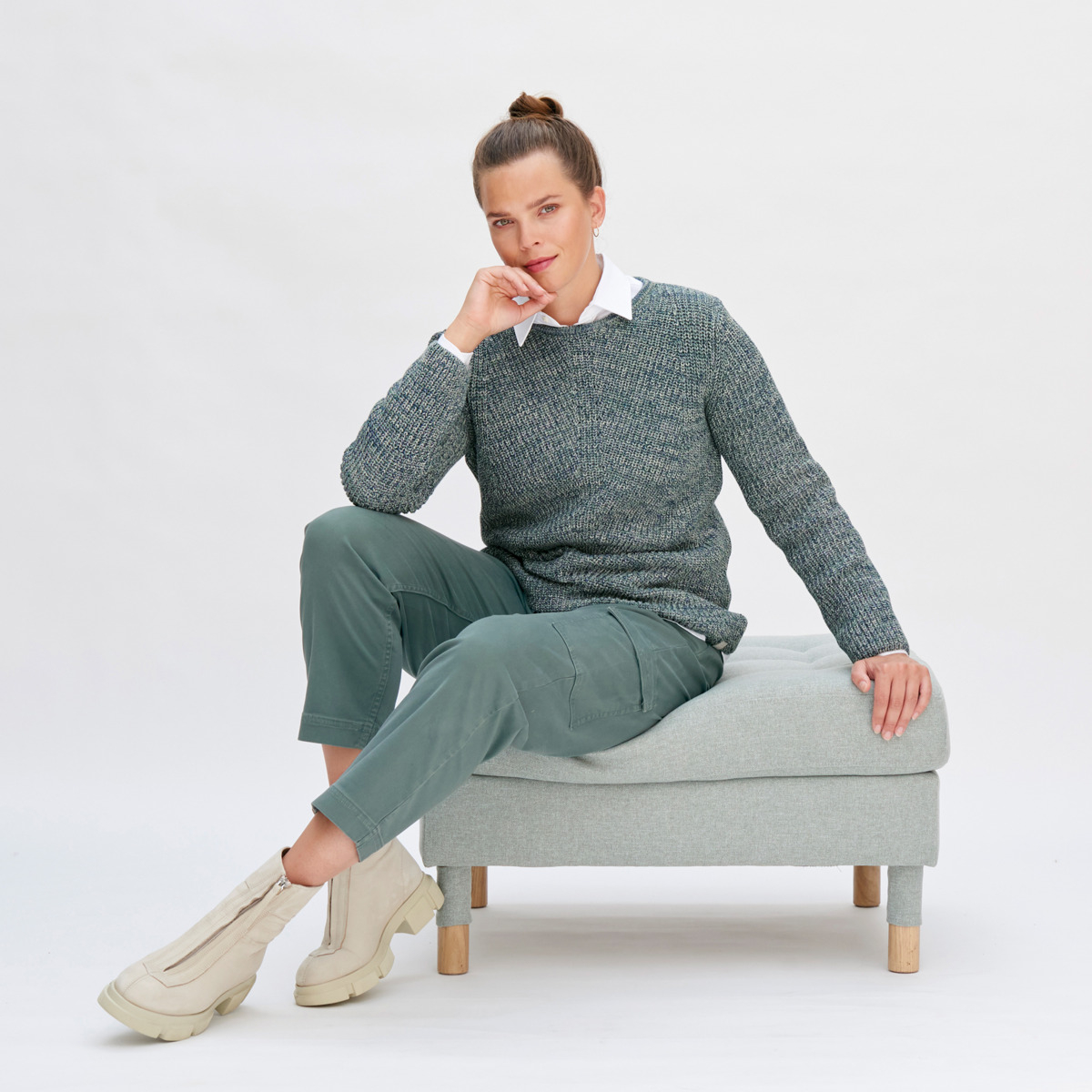 Ženske hlače eko bombaž ZELENE različne vel.