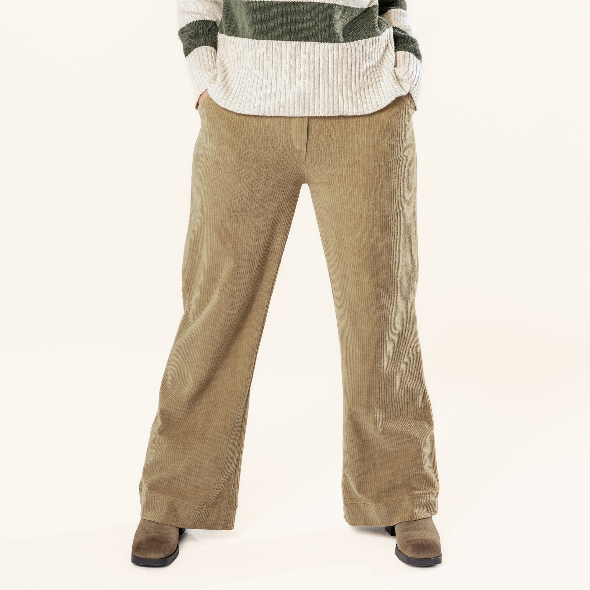 Ženske žametne hlače 100% eko bombaž BEIGE L