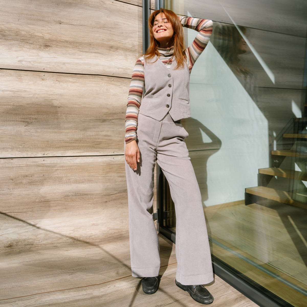 Ženske žametne hlače 100% eko bombaž NATUR S