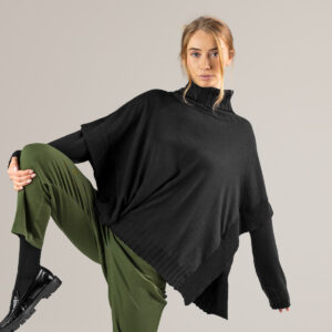 Ženski pončo Paisley 85% eko bombaž, 15% volna ČRN