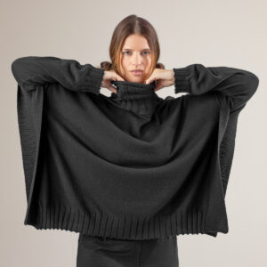 Ženski pončo Paisley 85% eko bombaž, 15% volna ČRN