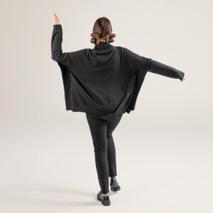 Ženski pončo Paisley 85% eko bombaž, 15% volna ČRN