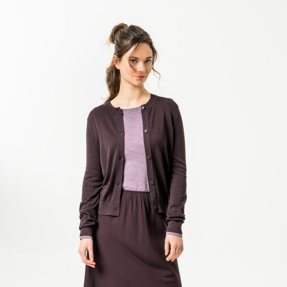 Ženska jopa Scara 100% eko bombaž RJAVO VIJOLIČNA Ženska jopa Scara 100% eko bombaž RJAVO VIJOLIČNA