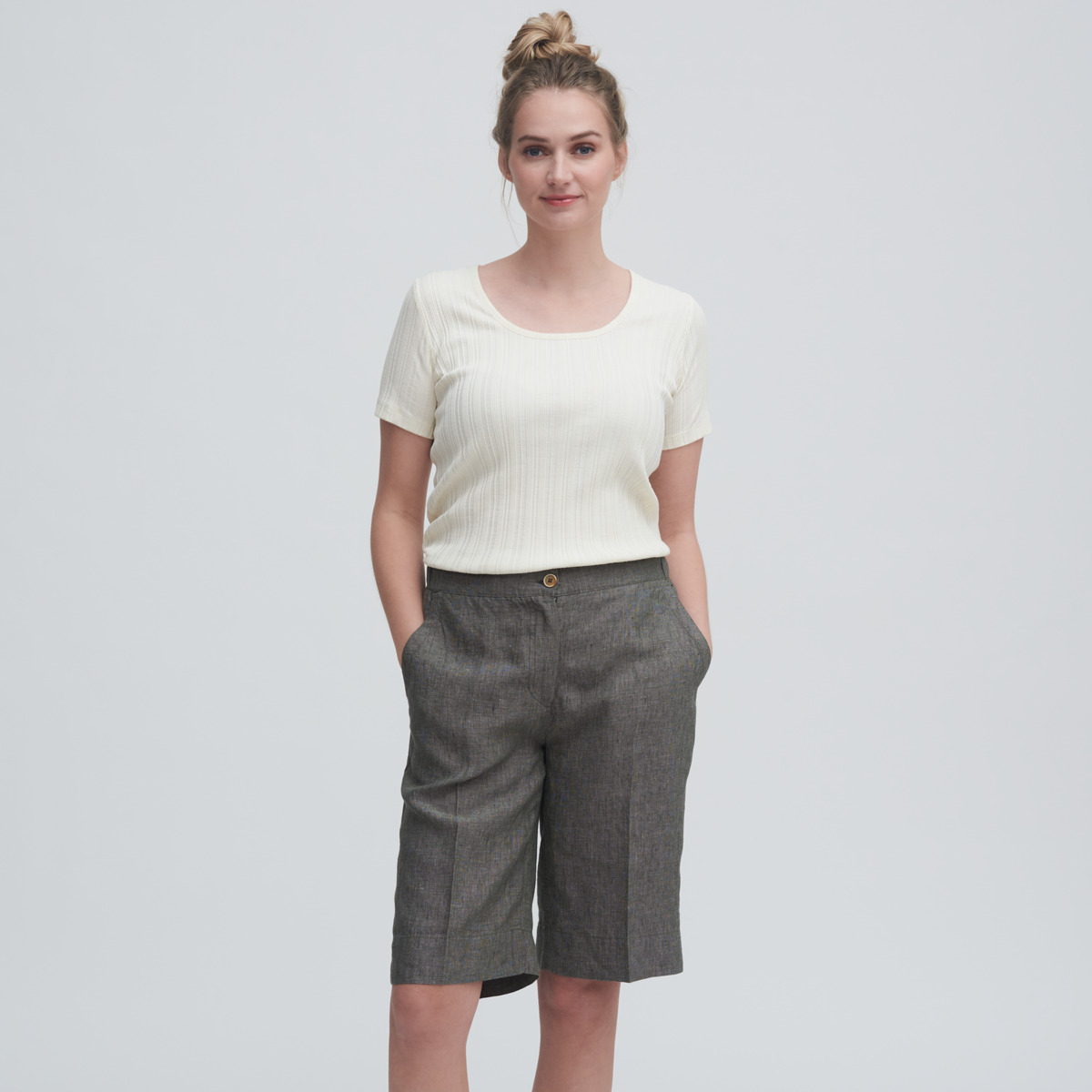 Ženske bermuda hlače iz 100% lan 38